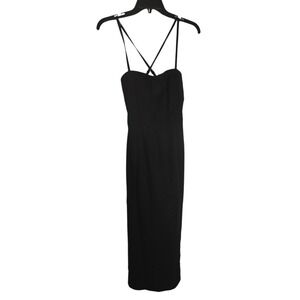 Black Lace Up Back Midi Dress Sweetheart Neckline Spaghetti Strap Cocktail